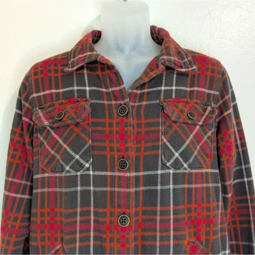 Woolrich Plaid Cabincore Outdoors Preppy Western Chore Button Down Top Shacket L - Picture 3 of 9